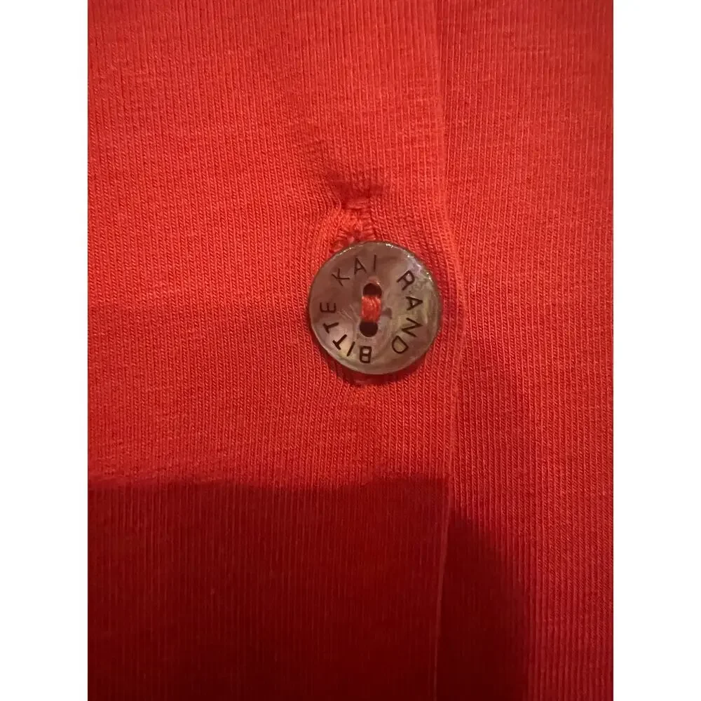 Bitte Kai Rand Long Sleeve Shirt Button-up Womens XS Fits Large Orange Tencel